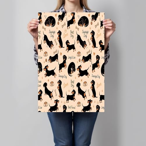 Toile Teckel de dessin animé pour décoration salle de bain et salon