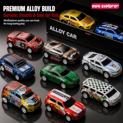 Image of MiniExplorer 48 Pcs Pull Back Cars Set for Kids | Racing Toy Cars Bulk Pack with Storage Container & Play Mat | Mini Alloy Vehicle Set for Boys & Girls 3-8 Years | Return Gifts, Party Favors