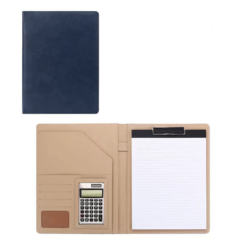 Skórzany folder schowka | Konserwacja i biznes A4 wielokolorowe: folder schowka (niebieski, 12-digit calculator)