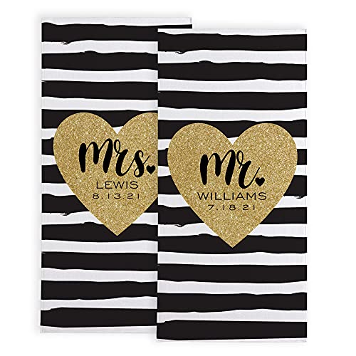 Let s Make Memories Personalized Just Married Beach Towel - for Newlyweds - Add Last Name & Date - Set of 2 - Mr. & Mrs.