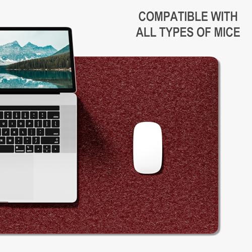Auhoahsil Felt Desk Mat, Minimalist Large Mouse Pad XXL 35.5 x 15.7 in, Desk Matt for Desktop, Keyboard, Laptop, Computer, Office, Work from Home, Gaming, Red — view 4