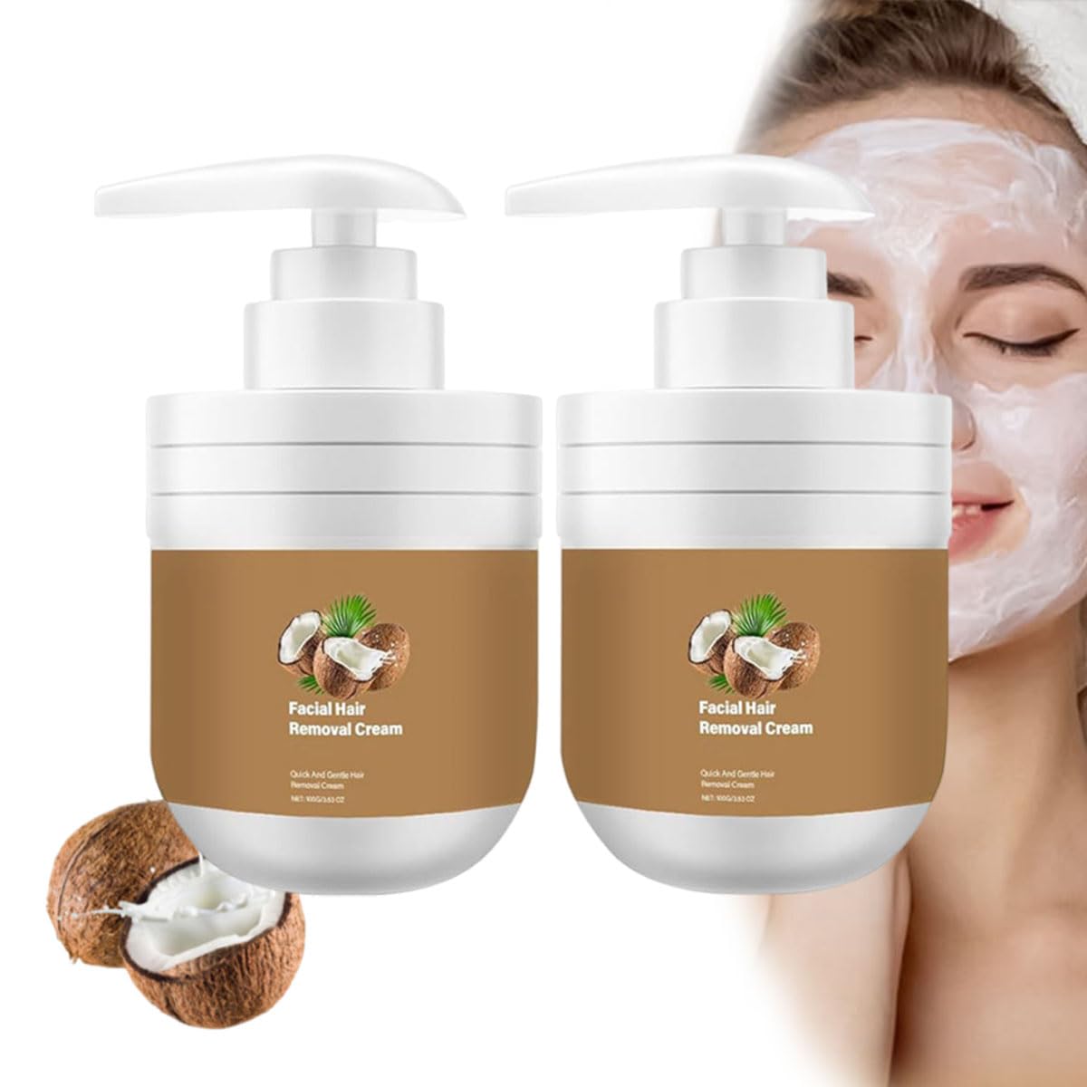 Crema Depilatoria Facial, Crema Depilatoria Facial y Corporal Suave, Rápida y Calmante, Hidratante y Fácil de Usar, para Todo Tipo de Piel (2PCS)