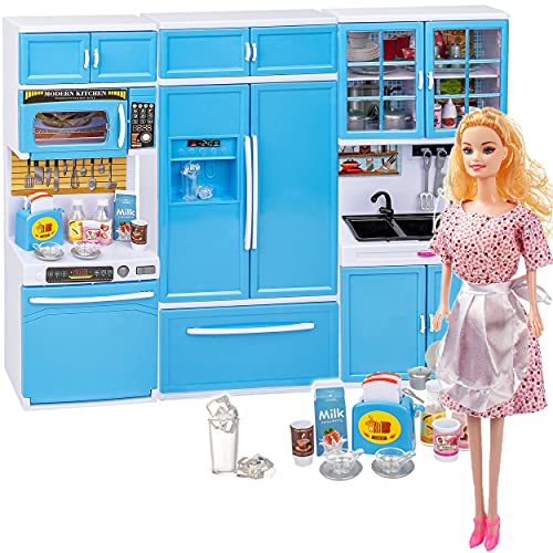 alles-meine.de GmbH Puppenhaus Möbel + Puppe - Sound & Licht - 31 cm groß...