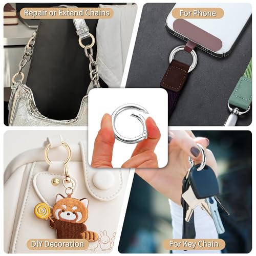 Image of Gkeygo Key Ring Clip, 4 /5 Inch Keychain Rings, 8 Pack Round Carabiner Clip for Keys, Buckle, Bags, Purses - Key Chain Hooks Replacement Keychains Lanyard DIY Crafts - Gold, Silver