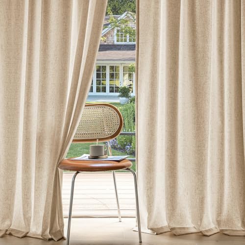 MIULEE Non-See-Through Privacy Linen Curtains 2 Panels, Light Filtering Window