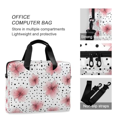 Bolsa para portátil ALAZA rosa con estampado de flores y lunares miniatura 6