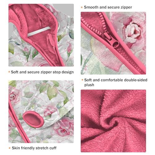 OTVEE Pink Rose Bouquet Kids Hoodie Jacket Fall Spring Full Zip Warm Outwear Coat3