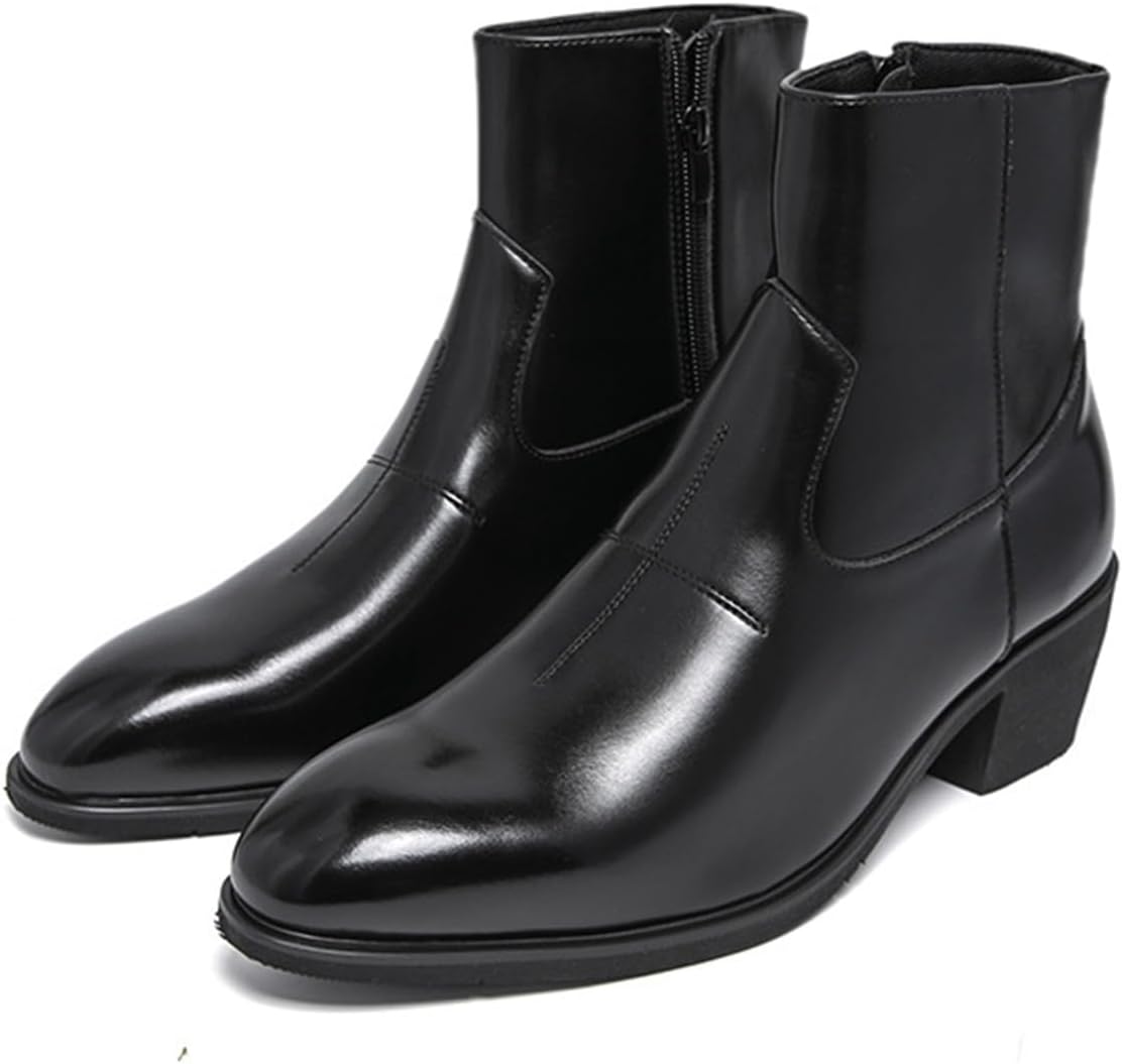 [GUREITOJP] ハイヒール チェルシーブーツ メンズ ショートブーツ サイドジップ ホスト ビジネス ポインテッドトゥ お兄