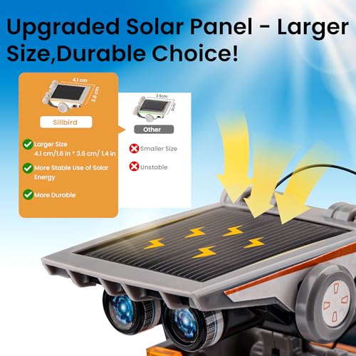 sillbird 12-in-1 solar robot building kit stem gift for boys aged 8-13 diy science educational robotic toys for kids teens birthday powered by the sun with 190 pieces