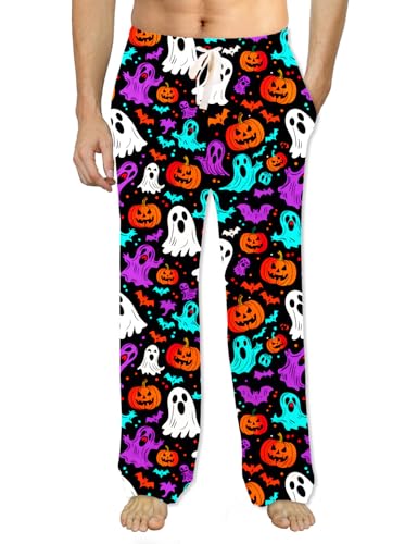 Mens Christmas Halloween Pajama Pants Sleep Bottoms Pj Pants with Pockets