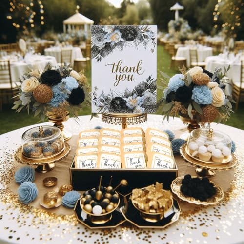 Image of Thank You Cookies Gold Black Elegant Classy Appreciation Treats Party Favors Gift Basket for Teachers Employees Nurses | 24 Pack Individually Wrapped | Corporate Employees
