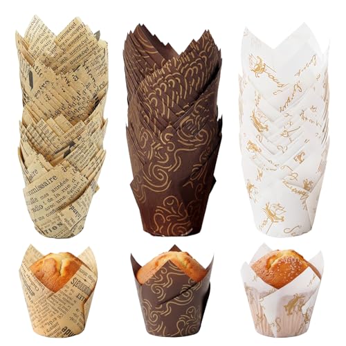 Hibisaws Tulip 150 Pcs Pirottini Muffin,Pirottini per Muffin Carta,Stampi per Muffin,Pirottini Natalizi,Moulds for Cupcakes Party Wedding Birthday Party,Natale (150A)