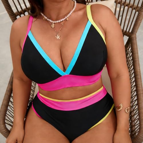 Tankini coloré taille haute masquant le ventre, maillot réglable - 5
