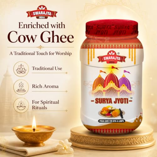 Image of Swarajya India Surya Jyoti Pooja Ghee | Pure and Sacred Offering for Rituals and Worship (1 Liter (Pack of 2))