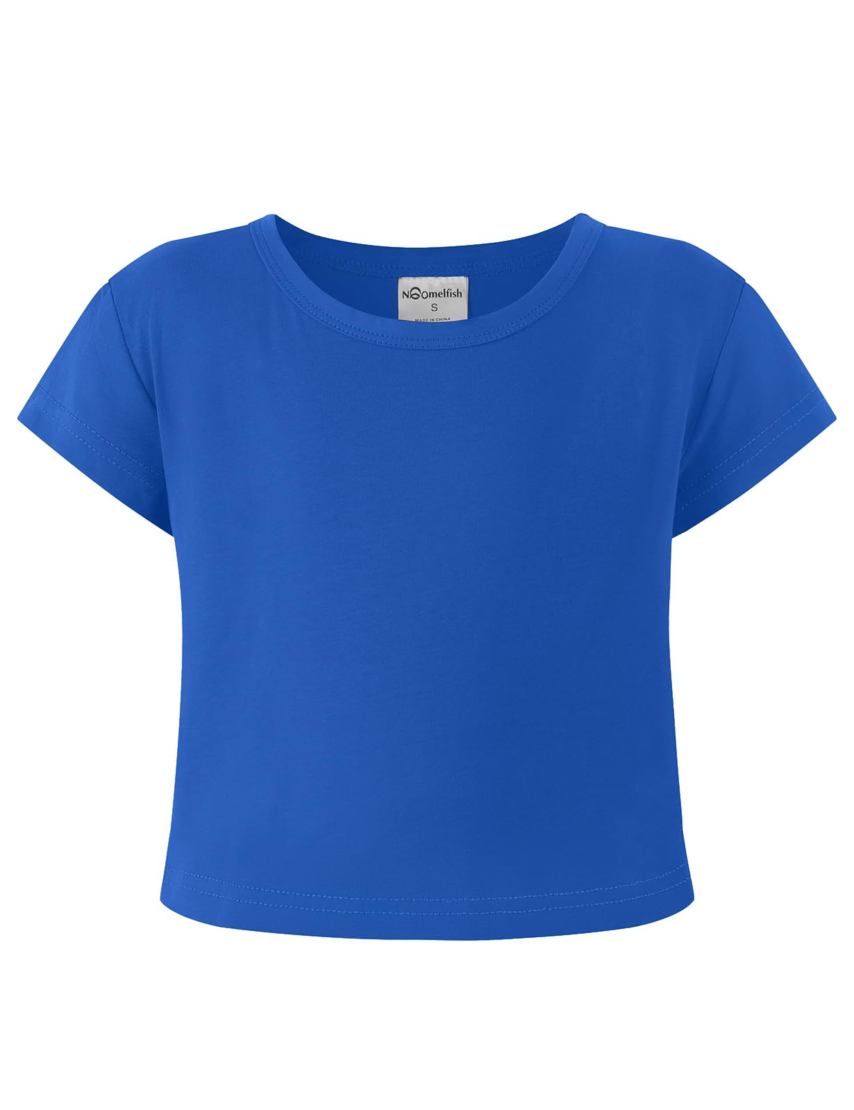 Noomelfish Girls Short Sleeve Crop Tops Kids Summer Dance Cropped T-Shirts (5-14 Years)