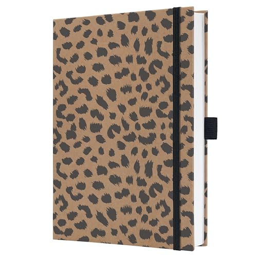 SIGEL JN851 Jolie Libreta, Pure Cheetah, riscado, 15,2 x 20,3 cm, capa dura, 192 páginas, braun, preto