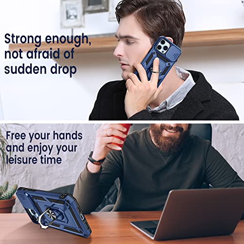 Goton Armor Case For Iphone 13 Pro Max Case Stand With Slide Camera Cover & Kickstand Military Grade Shockproof Heavy Duty Protective With Magnetic Car Mount Holder For Iphone 13 Pro Max 6.7 Blue #TOP5