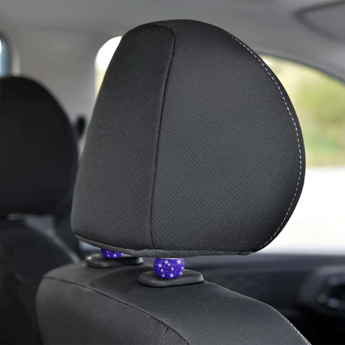 BELOMI 4 Pack Car Headrest Collars, Bling Car Head Rest Collars Rings Decor, Rhinestone Car Head Rest Collars, Diamond Interior Car Seat Accessory (Dark Blue) image 4