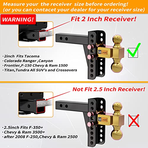 Locame Trailer Hitch, Fits 2-Inch Receiver, 6-Inch Drop/Rise Drop Hitch, Class 3 Tow Hitch For Heavy Duty Truck With Double Pins, Lc0010 #TOP1