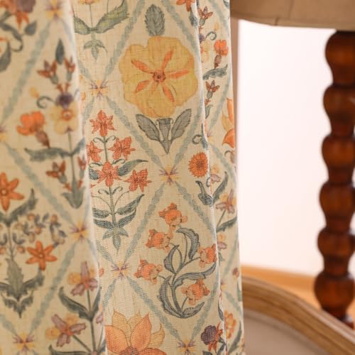 Image of ISAENNE Designer French Linen Printed Curtains,2 Panels,71 inchx65 inch-Floralsea