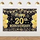 Wonmelody Dekorationen zum 20. Geburtstag, 1,5 x 1 m, Happy 20th Workiversary, Banner Happy Work Anniversary, Party-Dekorationen, Arbeit, Büro, We appreciate You, Partyzubehör