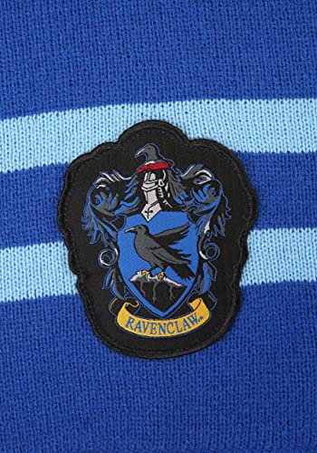 elope Harry Potter Deluxe Ravenclaw Knit Scarf - Embroidered Crest Patch and Knitted Stripes, Officially Licensed Ravenclaw - Blue4