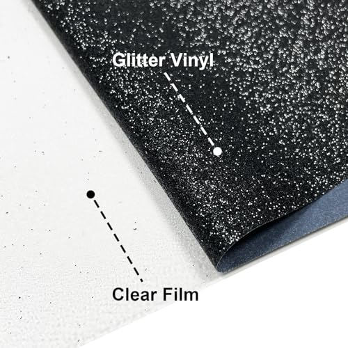 Image of Black Glitter HTV Heat Transfer Vinyl, 12 inch x 8ft lron on Vinyl, for T-Shirt Ironing, Vinyl HTV Easy to Cut and Weed, The Best Choice for DIY Creativity