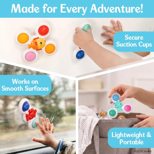 Fisher-Price™ Sensory Spin Set, 3-Piece Suction Cup Spinner Toys for Babies & Toddlers, Bath Toys & Activity Toys for High Chairs, Tables & Windows, 6M+ - image 4