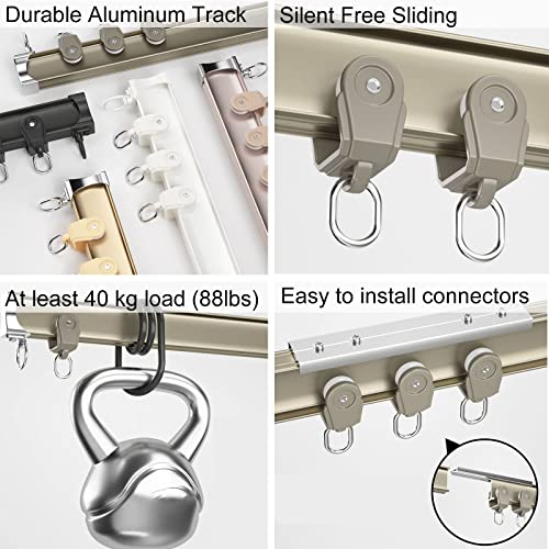 Room Divider/Living Room/Bay Windows Flexible Curtain Railing, Aluminum Single Ceiling/Wall Mount Curtain Track System, Heavy Duty Drop Curtain Track Rail (Color : Wall Mount, Size : 2M/6.5Ft) #TOP3
