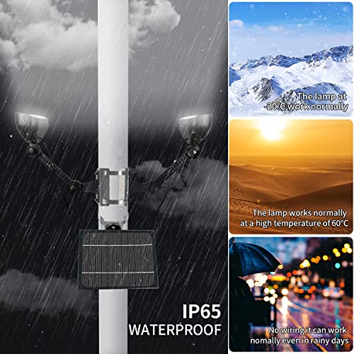 Flag Pole Light Solar Powered Outdoor Dusk To Dawn, 7.5" Extension Adjustable Stand Flagpole Light, 12 Super Bright Led Light 4400Mah, 360 Degrees Of Flag Illumination Fit 2-6" Diameter Inground Poles #TOP4