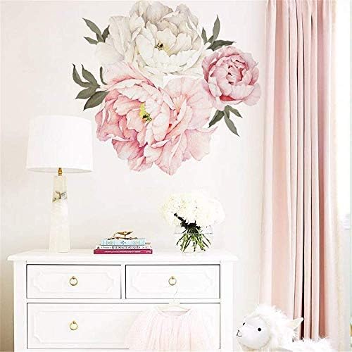 decalmile Pink Rose Wall Stickers Removable Flower Wall Decals Bedroom