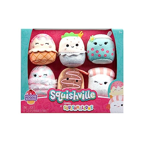 Squishville by Original Squishmallows Varsity Squad Plush, Six 2-Inch Squishmallows Plush Including Nya, Rocket, Benedict