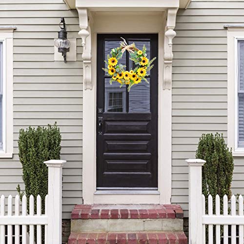 image for TropBox Artificial Sunflower Wreath, Easter Decor Garland, Spring Summ