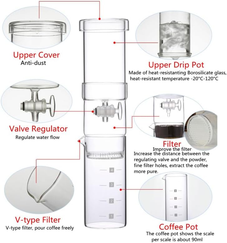 VIGAN 400ml Double Layer Cold Brew Coffee Carafe Dutch Coffee Maker Ice Cold Drip Dripper Coffee Iced Maker