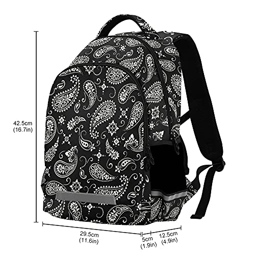 ALAZA Ornament Paisley Bandana Print Black Backpack Purse for Women Men Personalized Laptop Notebook Tablet School Bag Stylish Casual Daypack, 13 14 15.6 inch3