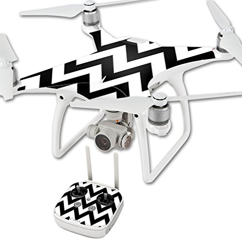 MightySkins スキンデカールラップ DJIステッカー保護カバー 100種類のカラーオプションに対応, DJI Phantom 4, DJPHAN4-Black Chevron