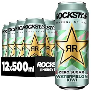 Rockstar Energy Drink Zero Sugar Watermelon Kiwi, 12x500ml – koffeinhaltig