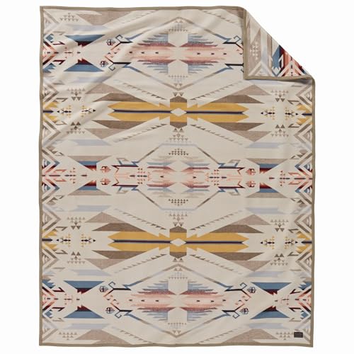 Image of Pendleton Jacquard Unnapped Twin Blanket, 64 x 80 in, Heirloom Virgin Wool