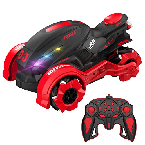 ALLCELE Voiture Télécommandé Rechargeable Tout Terrain Voiture avec Musique Légère et Fonction Spray pour 3 4 5 6 7 8 9 Ans Vieux Garçons et Filles Voiture Enfant Cadeau- Rouge Cover