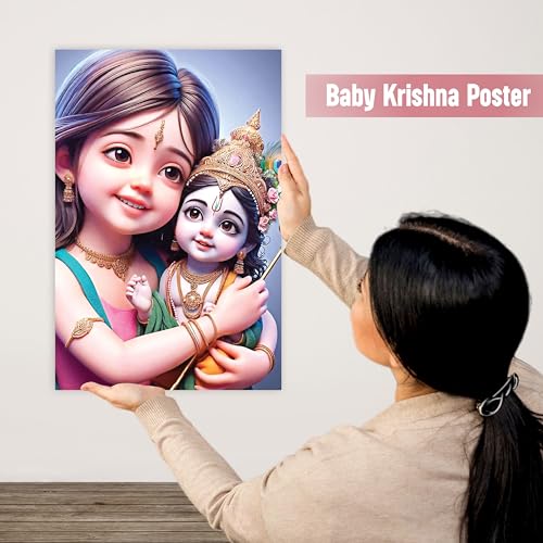Image of Twinster Bal krishna Posters Photo for Pregnant Women, Baby Poster Self Adhesive (Size 45 cm by 30 cm) Pack of 1 (Design 7)