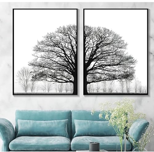 Peinture arbre d'hiver scandinave pour illuminer une pièce sombre