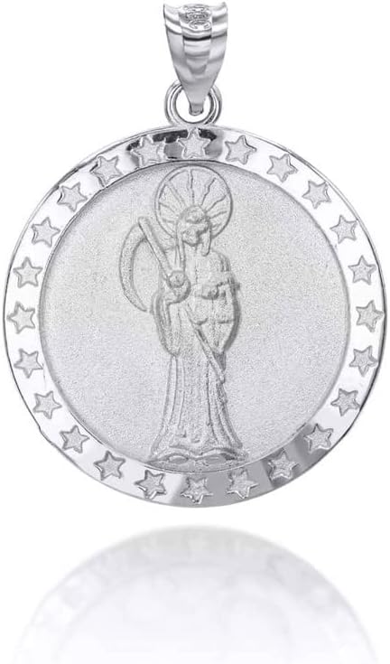 Claddagh Gold .925 Sterling Silver Nuestra Señora de la Santa Muerte Our Lady of the Holy Death Medallion Pendant Necklace - Choice of Pendant Only or Chain Length