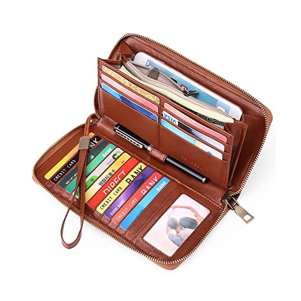 SENDEFN Women Leather Wallets RFID Blocking Zip Around Credit Card Holder Phone Clutch - Image 3