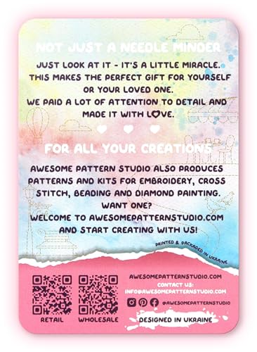 Image of Awesome Pattern Studio Needle Minder Set - Paris Magnetic Needle Minder + 2 Needle Threaders. Enamel Pin for Cross Stitch, Embroidery and Craft