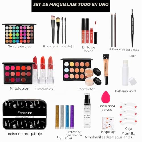 Paleta de maquillaje portátil de viaje con base y brillo 6