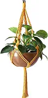 Suporte Corda Para Pendurar Vasos de Plantas 70 cm Cor Mostarda Arte Macrame
