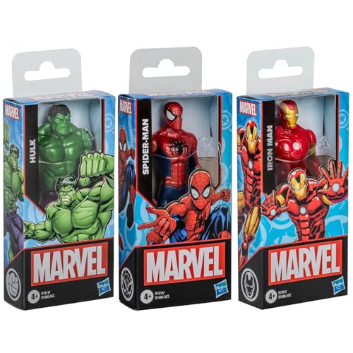 Marvel Figuras de acción articuladas de 6 pies 15 cm, juego de 3 - Iron Man, Spiderman y Hulk