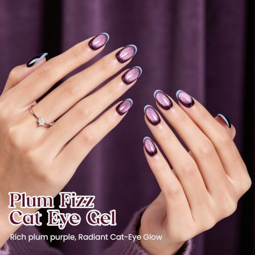 Image of Beetles Purple Cat Eye Gel Nail Polish, Plum Fizz 15ml Magnetic Nail Gel