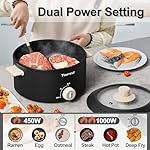 TOPWIT Hot Pot Electric, 4L Electric Pot with Non-Stick Coating, Dual Power Electric Cooker for Deep Frying, Steak, Pasta, Multi-Functional Large Capaity Shabu Shabu Pot for Party, Dark Black - Image 4