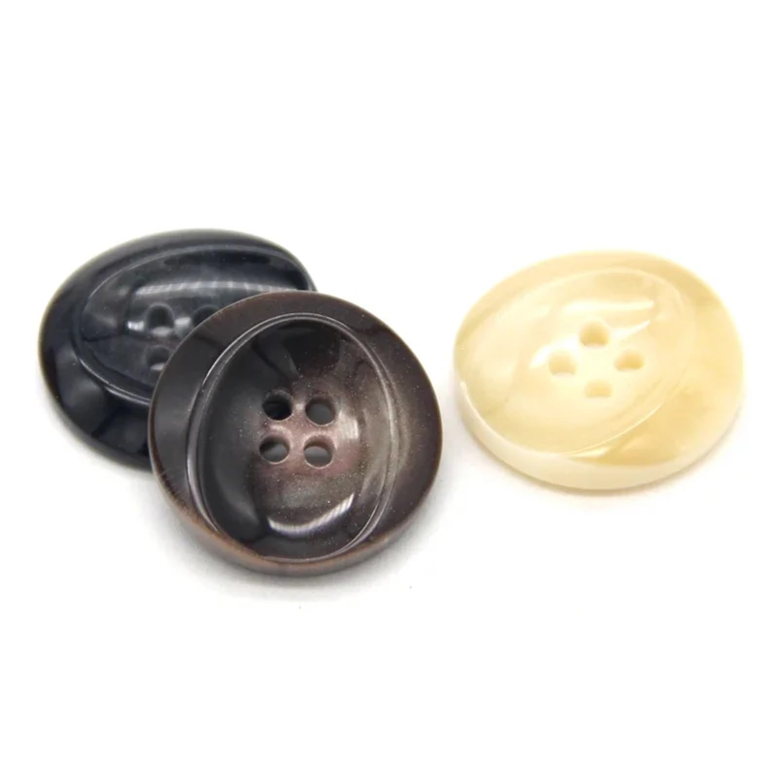 bottoni, Bottoni in corno di resina Beige Nero Marrone 15-30 mm for cucire abbigliamento(Black,25mm 10pcs)